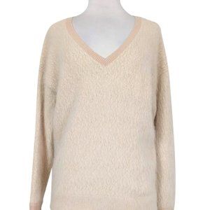 Chloe Blush Pink Angora and Wool V-neck Sweater S